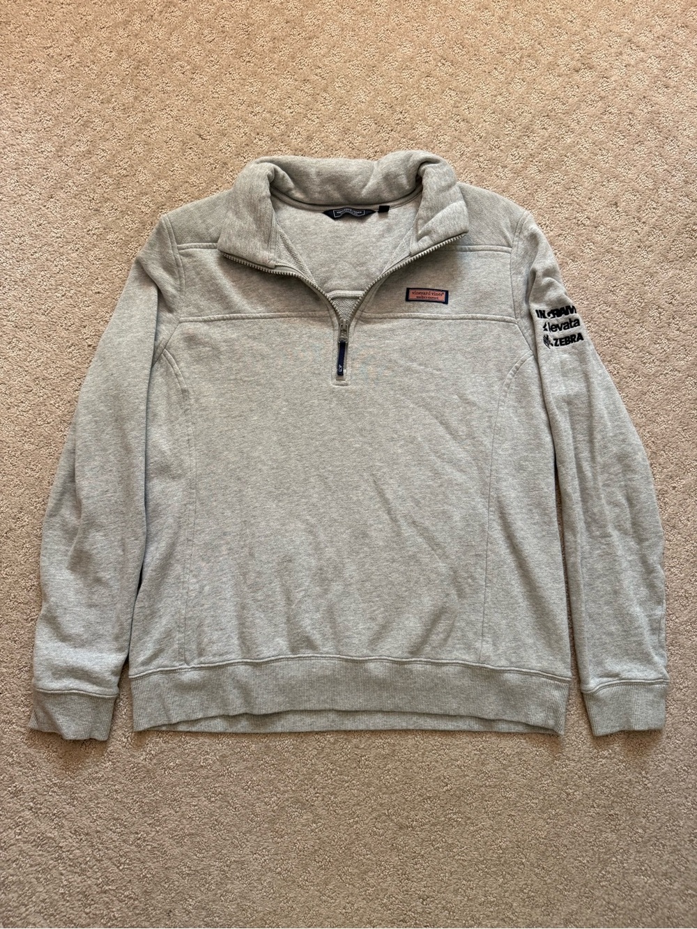 Vineyard Vines Light Gray Quarter-Zip Pullover Sweater Dreamcloth Shep Shirt L